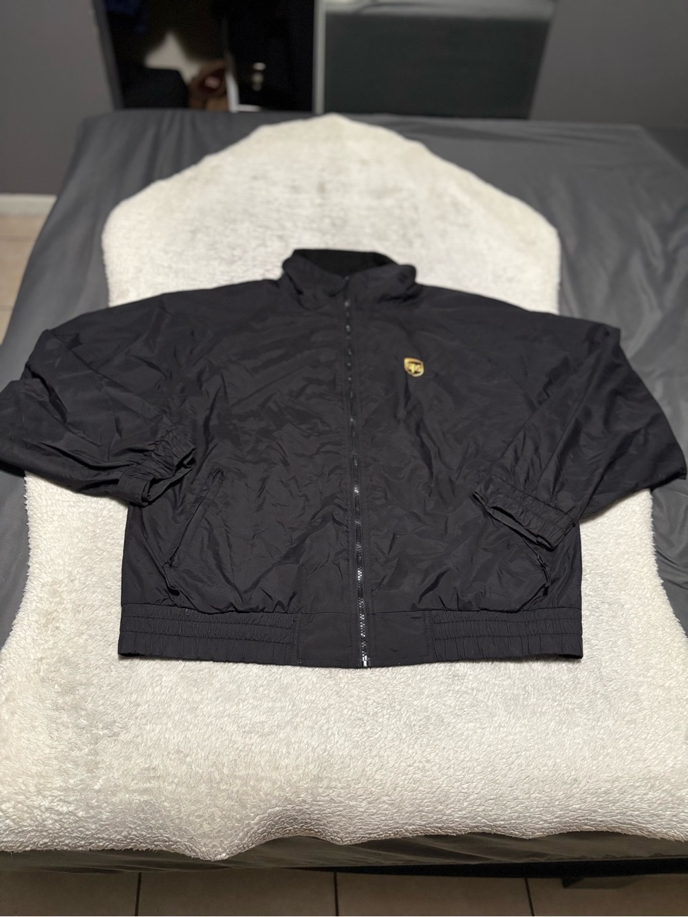 Port Authority UPS black zip up Lined Jacket windbreaker size Large